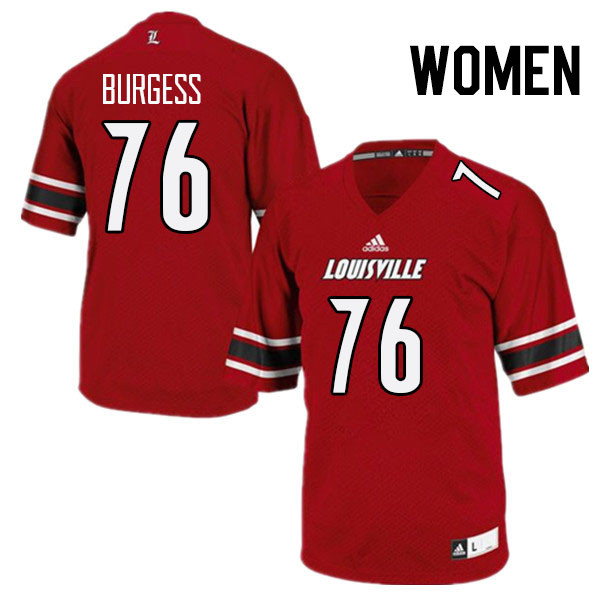 Women #76 Luke Burgess Louisville Cardinals College Football Jerseys Stitched Sale-Red